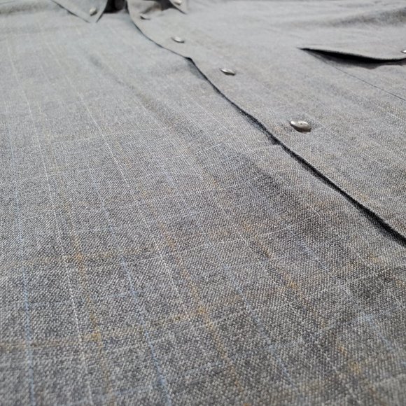Pal Zileri Shirt Men Size 43 17" Gray Windowpane Plaid Casual Luxury Button Down - Picture 4 of 15